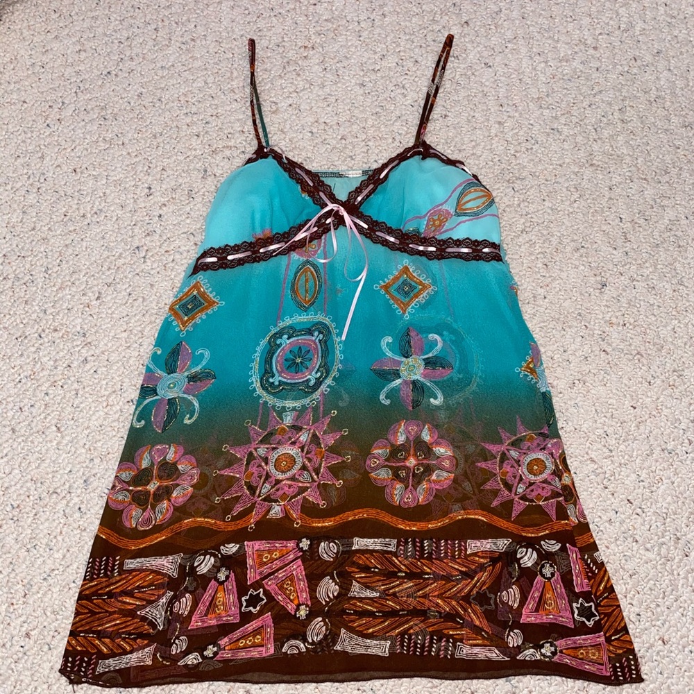 Teal & Brown Tank Top